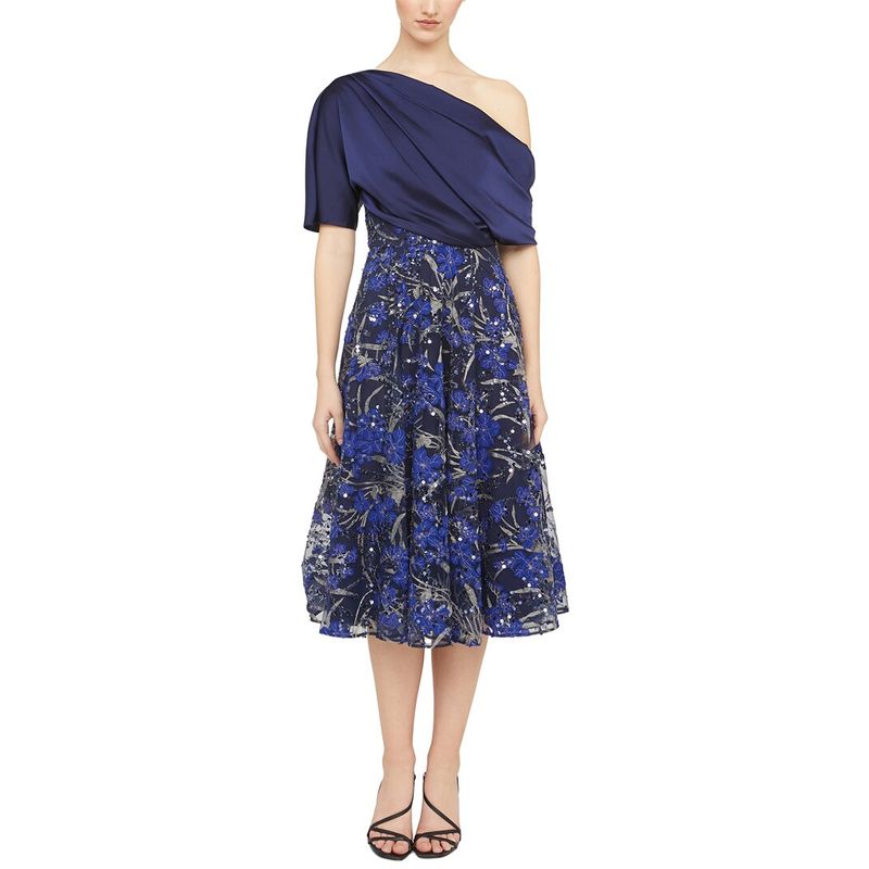 Theia Womens Emory Tea Length Dress